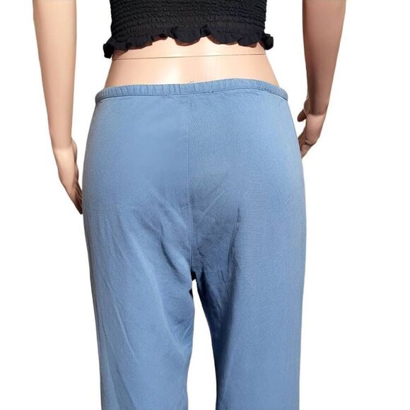 women's high-waist blue elastic waist with buttons on hem pants M - Picture 6 of 7